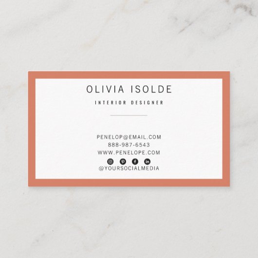 Minimalistische terracotta boho modern trendy unie visitekaartje (Achterkant)