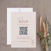Minimalistische Terracotta Boho QR-code RSVP-kaart RSVP Kaartje