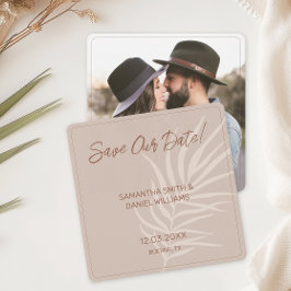 Minimalistische Terracotta Boho Trouwfoto Save The Date