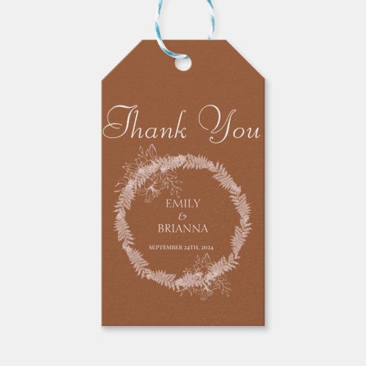 Minimalistische terracotta boho Verbrand Sinaasapp Cadeaulabel (Voorkant)