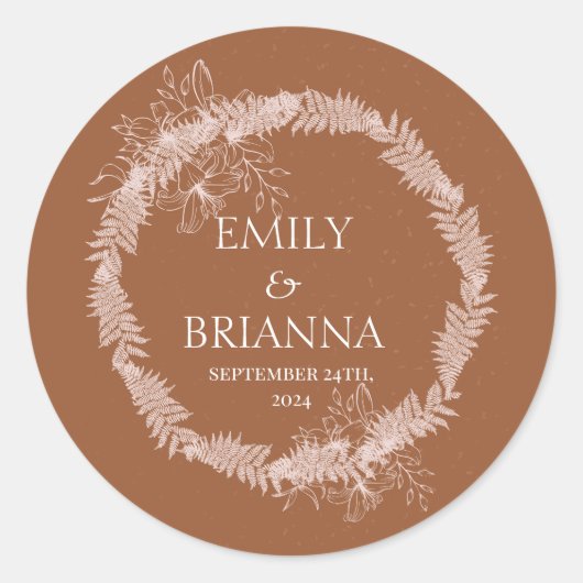 Minimalistische terracotta boho verbrande naam ronde sticker (Voorkant)