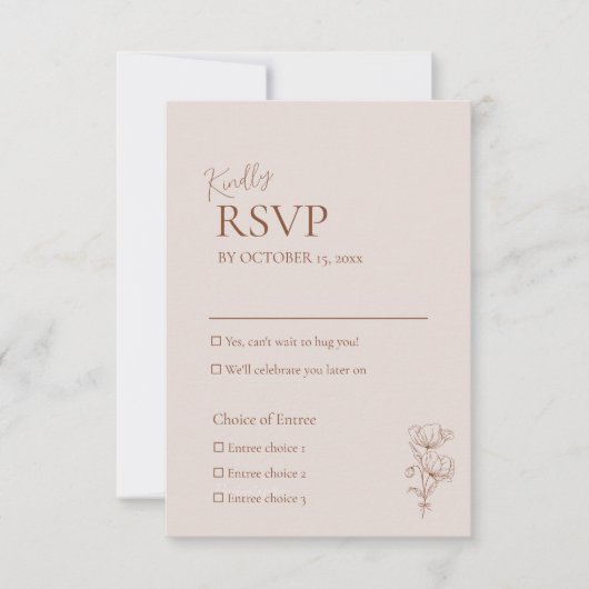 Minimalistische Terracotta Boho Wedding RSVP Kaart (Voorkant)