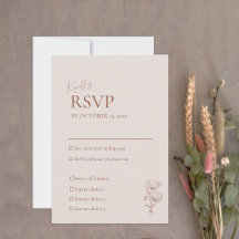Minimalistische Terracotta Boho Wedding RSVP Kaart