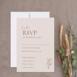Minimalistische Terracotta Boho Wedding RSVP Kaart