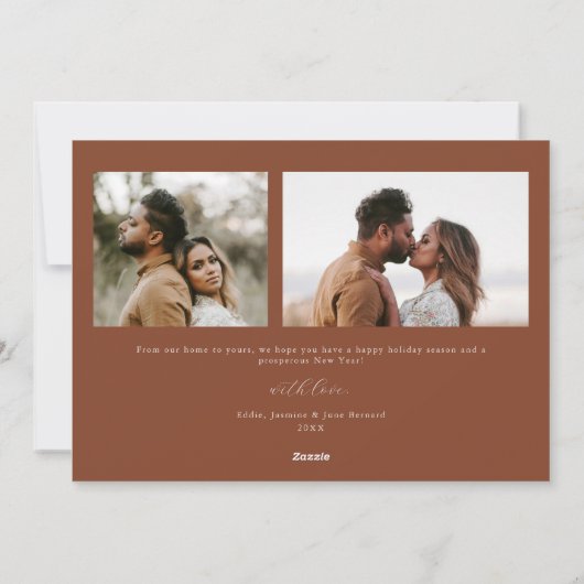 Minimalistische Terracotta Boog Vrolijke Kerstfoto Feestdagenkaart (Achterkant)