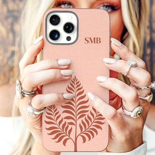 Minimalistische Terracotta Botanische Monogram Case-Mate iPhone Case