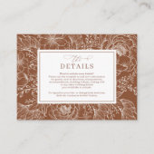 Minimalistische Terracotta Botanische Trouwdetails Informatiekaartje (Voorkant)
