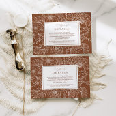 Minimalistische Terracotta Botanische Trouwdetails Informatiekaartje