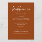Minimalistische Terracotta Bruids Brunch Menu Kaar (Voorkant)