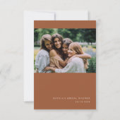 Minimalistische Terracotta Bruidsmeisjesuitnodigin Bedankkaart (Achterkant)