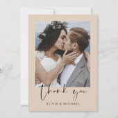 Minimalistische terracotta bruiloft dank u foto bedankkaart (Voorkant)