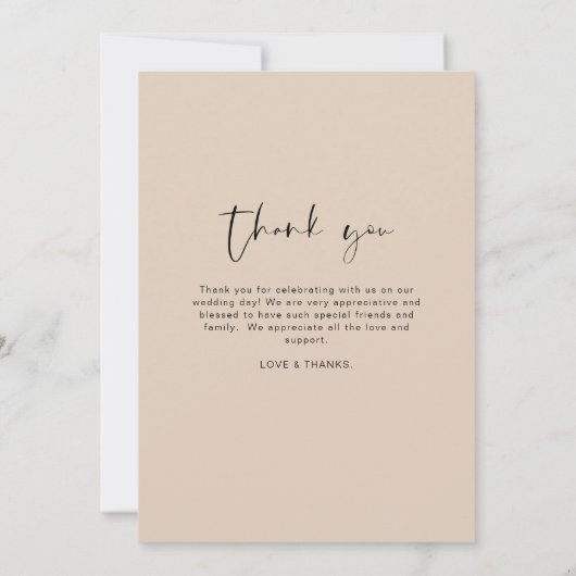 Minimalistische terracotta bruiloft dank u foto bedankkaart (Achterkant)