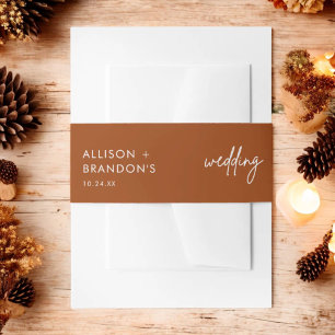 Minimalistische Terracotta Burnt Oranje Wedding Na Uitnodigingen Wikkel