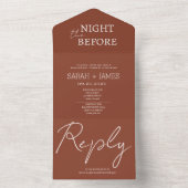 Minimalistische terracotta de nacht voor de bruilo all in one uitnodiging (Binnen)