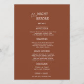 Minimalistische terracotta de nacht voor de bruilo menu (Voorkant)