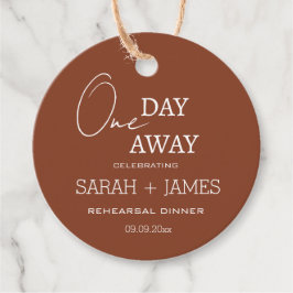 Minimalistische terracotta een dag weg bruiloft bedankjes labels