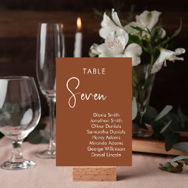 Minimalistische terracotta elegante tafelnummerkaa kaart