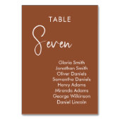 Minimalistische terracotta elegante tafelnummerkaa kaart (Achterkant)