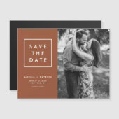 Minimalistische terracotta foto Bewaar de datum Magnetische Uitnodiging (Voorkant / Achterkant)