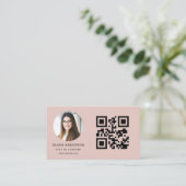 Minimalistische Terracotta Foto met QR-code Visitekaartje (Staand voorkant)