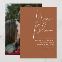 Minimalistische Terracotta Foto Nieuwe Trouwdatum 