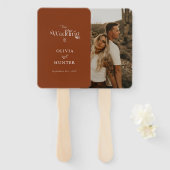 Minimalistische Terracotta Foto Trouwwaaier Handwaaier (Voorkant en achterkant)