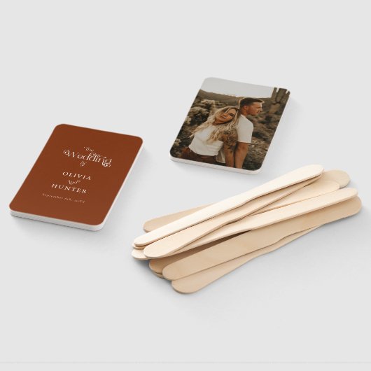 Minimalistische Terracotta Foto Trouwwaaier Handwaaier (Niet-gemonteerd)