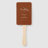 Minimalistische Terracotta Foto Trouwwaaier Handwaaier (Voorkant)