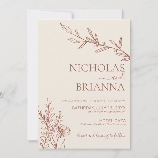 Minimalistische Terracotta Gebrande Oranje Boho Tr Kaart (Voorkant)