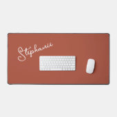 Minimalistische Terracotta gepersonaliseerde scrip Bureaumat (Keyboard & Muis)