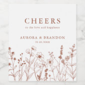 Minimalistische Terracotta Herfst Boho Wildflower Wijn Etiket (Enkel label)