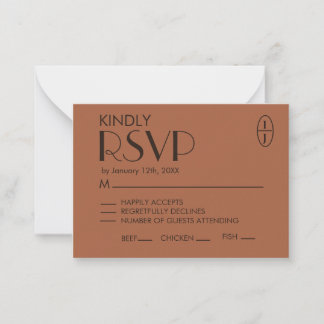 Minimalistische Terracotta Huwelijks-RSVP-Kaart me Notitiekaartje