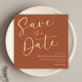 Minimalistische terracotta kalligrafie Elegante br Save The Date
