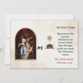 Minimalistische Terracotta Kerststal Reis Boog Fot Feestdagenkaart