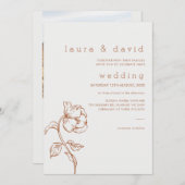 Minimalistische terracotta lijn getekend bloemenbr kaart (Voorkant / Achterkant)