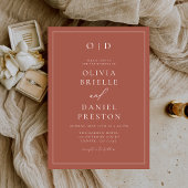 Minimalistische terracotta moderne kalligrafie bru kaart