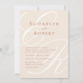 Minimalistische Terracotta Monogram & Fotobruiloft Kaart (Voorkant)