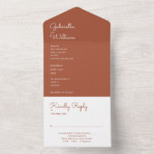 Minimalistische Terracotta Monogram Script Trouw All In One Uitnodiging (Binnen)