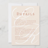 Minimalistische Terracotta Monogram Wedding Detail Kaart (Voorkant)