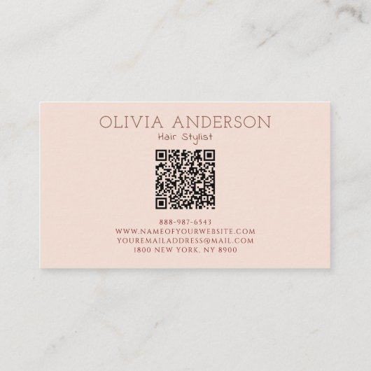 Minimalistische Terracotta QR Code Bloemenlijn Kun Visitekaartje (Achterkant)