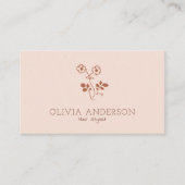 Minimalistische Terracotta QR Code Bloemenlijn Kun Visitekaartje (Voorkant)