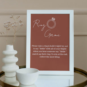 Minimalistische terracotta ring spel niet zeggen b poster