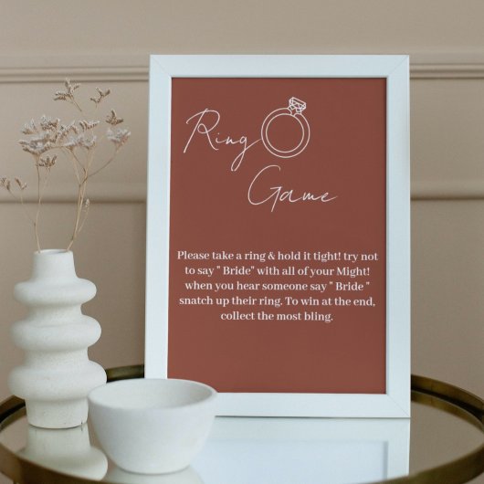 Minimalistische terracotta ring spel niet zeggen b poster