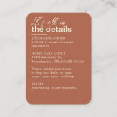 Minimalistische terracotta roest bruiloft details informatiekaartje (Voorkant)