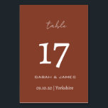 Minimalistische Terracotta Script bruiloft op maat Kaart<br><div class="desc">Minimalistische Terracotta Script bruiloft Aangepaste tafel nummer</div>