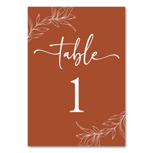 Minimalistische Terracotta tak blad bruiloft Kaart (Voorkant)