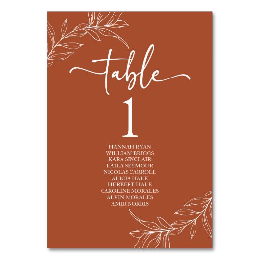 Minimalistische Terracotta tak blad bruiloft Kaart (Achterkant)