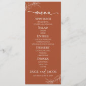 Minimalistische Terracotta tak blad bruiloft Menu (Voorkant)