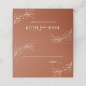 Minimalistische Terracotta tak blad bruiloft Plaatskaartje (Buitenkant ongevouwen)