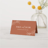 Minimalistische Terracotta tak blad bruiloft Plaatskaartje (Achterkant)